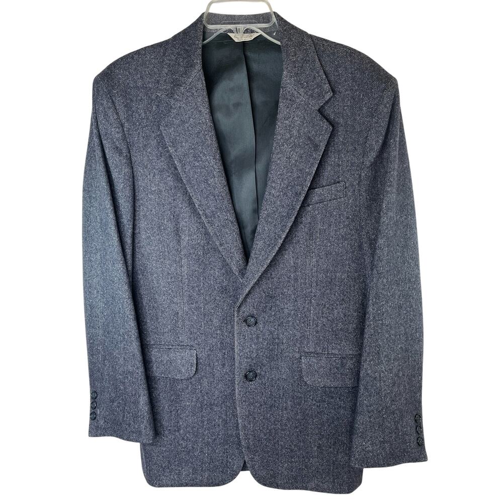 Vintage Savile Row for Lazarus men's 100% wool blazer, blue/white, size 40R, EUC
